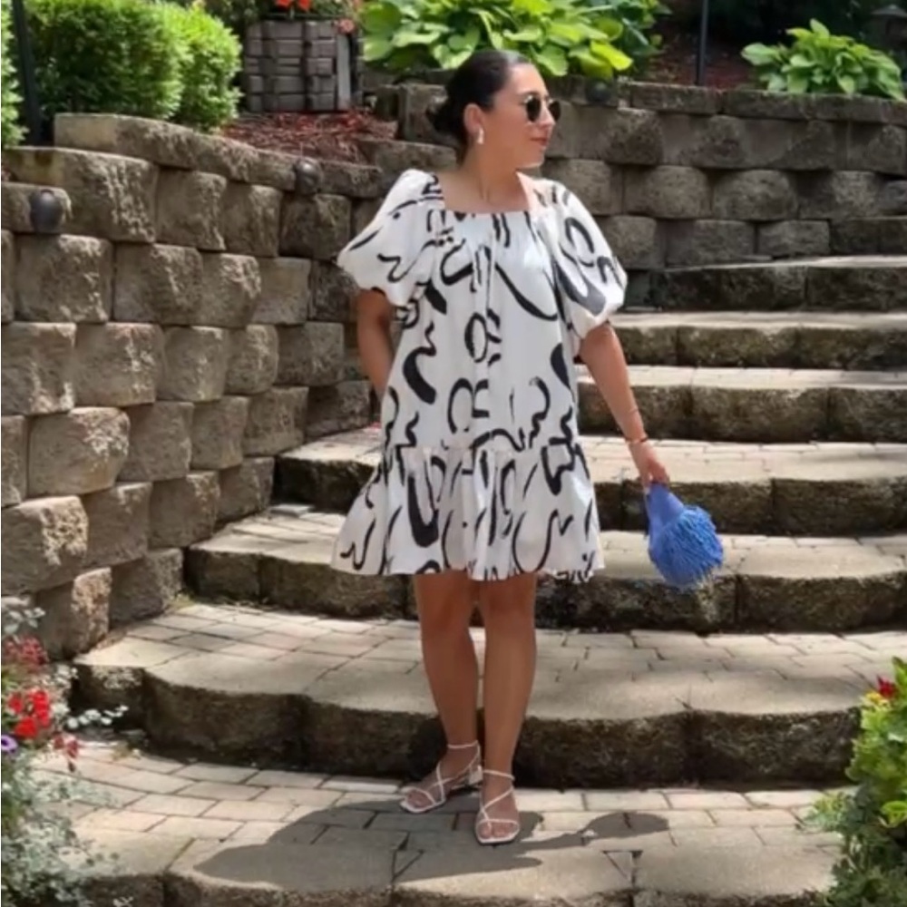 Black and White Abstract Dress